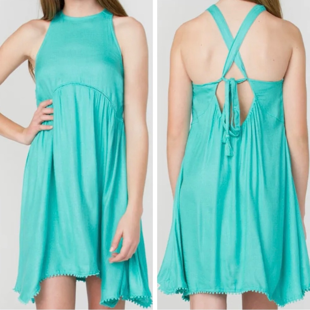Element turquoise sundress with tassels and strappy back